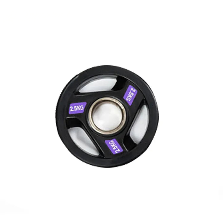 Black Three Holes Rubber Coated Weight Plates