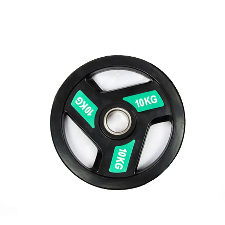 Black Three Holes Rubber Coated Weight Plates
