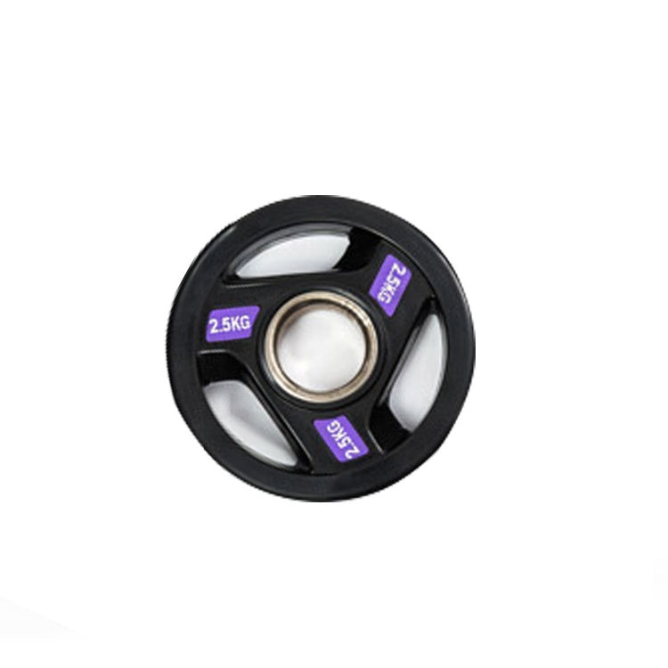 Three-hole rubber-coated barbell weightlifting board, barbell plate