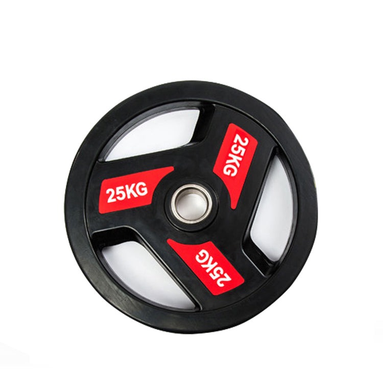Three-hole rubber-coated barbell weightlifting board, barbell plate