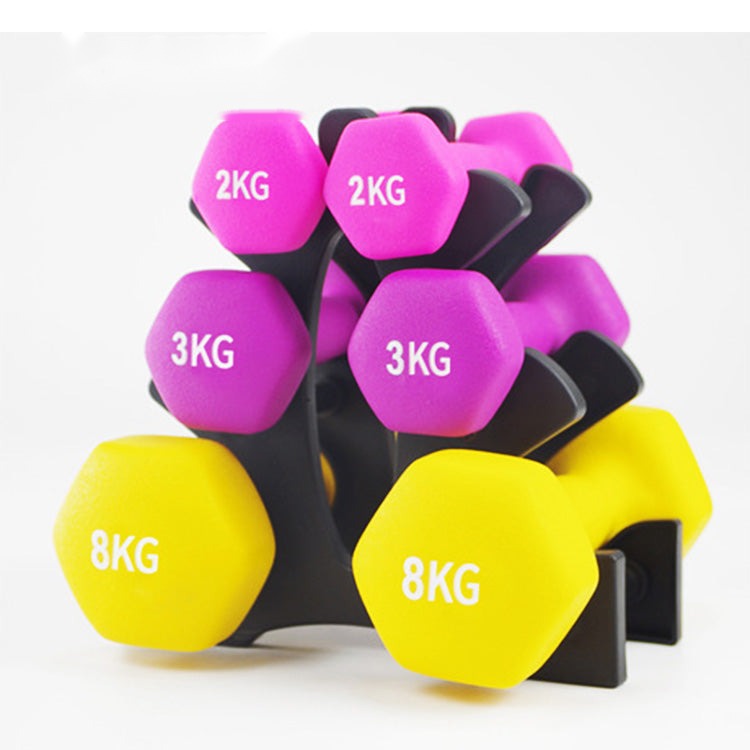 Colored Neoprene Coated Dumbbell Set with Stand