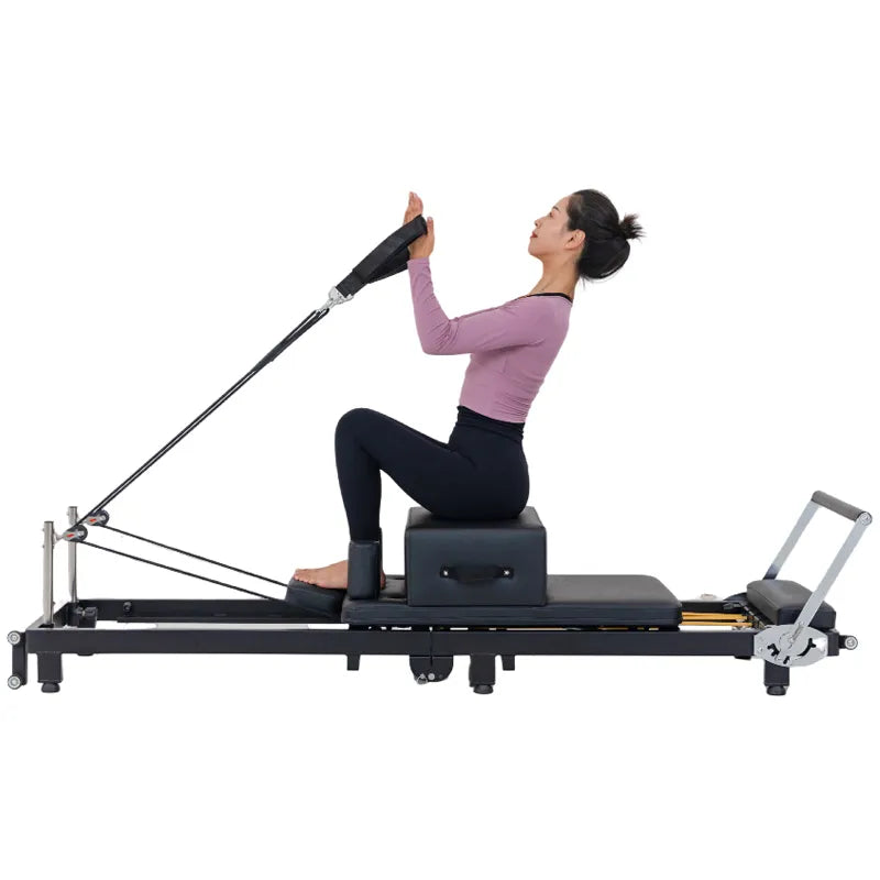 Foldable Pilates Reformer with Jump Box and Pedal