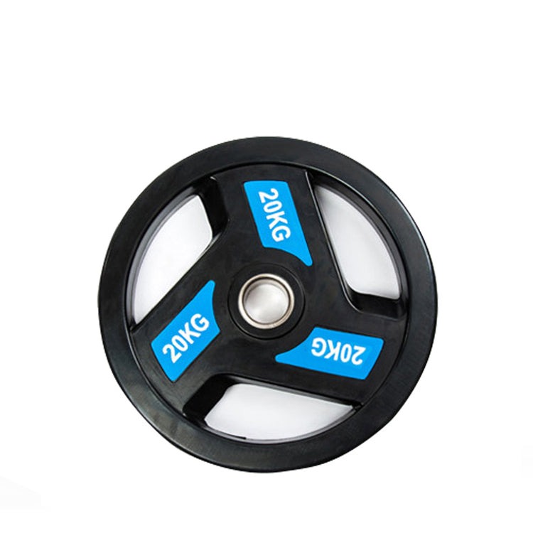 Three-hole rubber-coated barbell weightlifting board, barbell plate