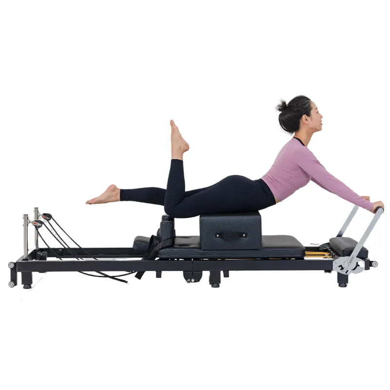 Foldable Pilates Reformer with Jump Box and Pedal