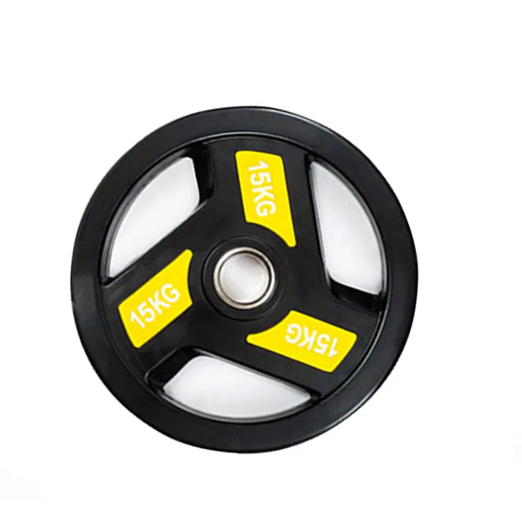 Black Three Holes Rubber Coated Weight Plates