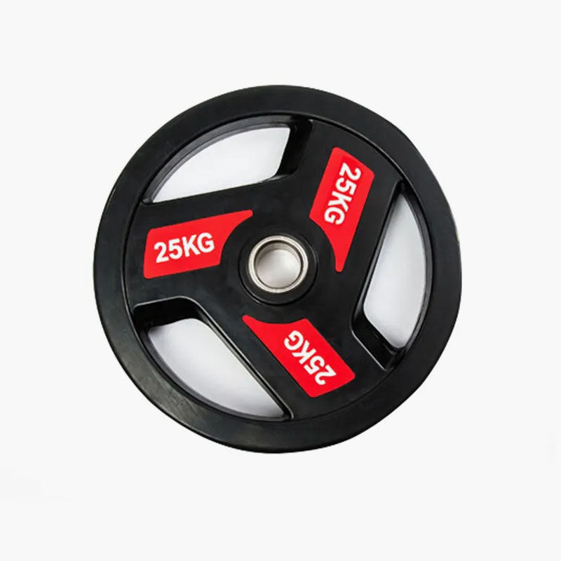 Black Three Holes Rubber Coated Weight Plates