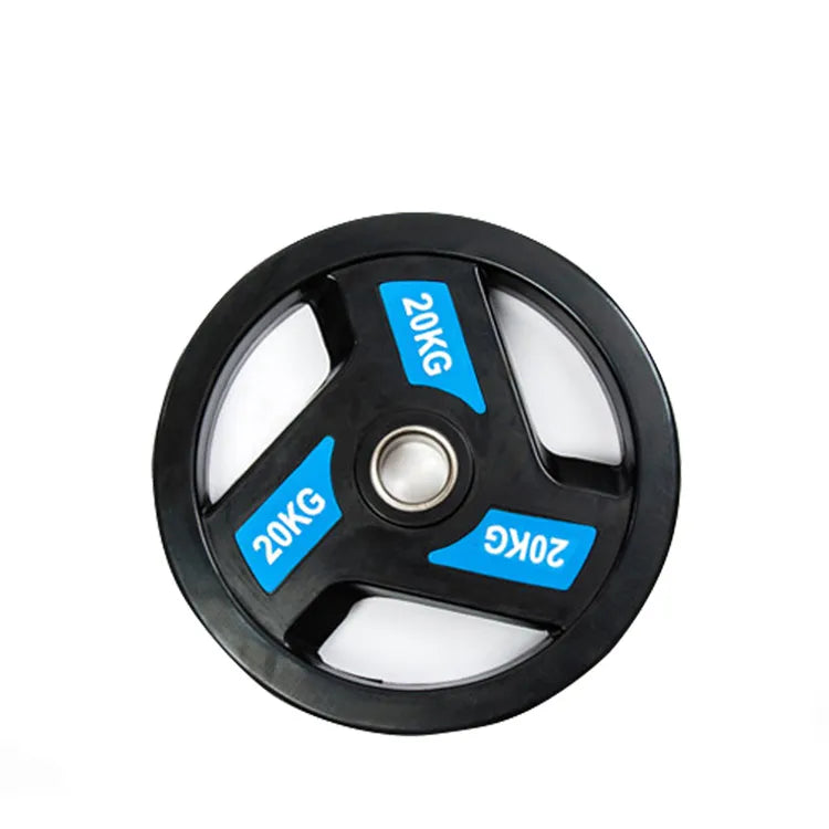 Black Three Holes Rubber Coated Weight Plates